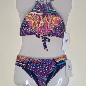 Cute halter bikini, multi color, size Small.